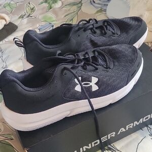 New Under Armour Black Athletic Shoes with White Soles